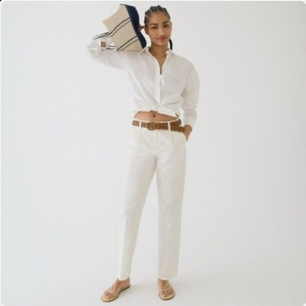 J. Crew Off-White Pleated Slouchy Boyfriend Chino Pants size 24